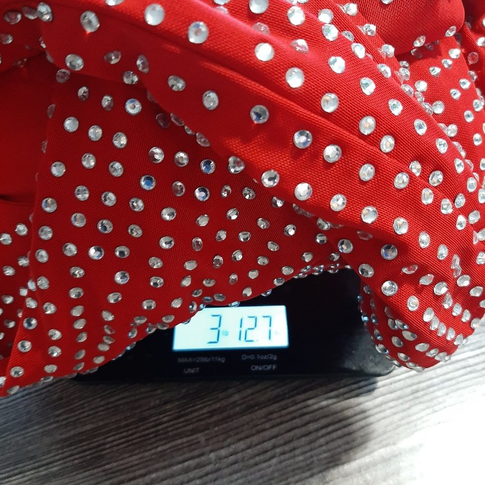 Full length solid Red with Rhinestones Gown - Picture 8 of 16